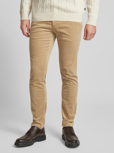 g1920 Slim fit corduroy broek, model 'Subway' Beige - 4