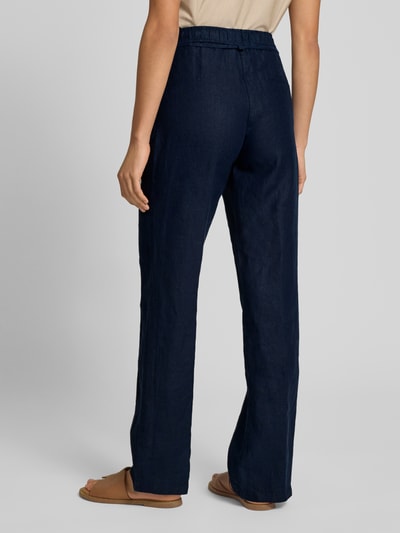 Brax Spodnie lniane z prostą nogawką i wiązanym paskiem model ‘STYLE.FARINA’ Granatowy 5
