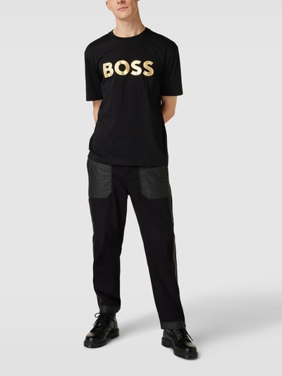 BOSS Green T-shirt met labelprint Zwart - 1