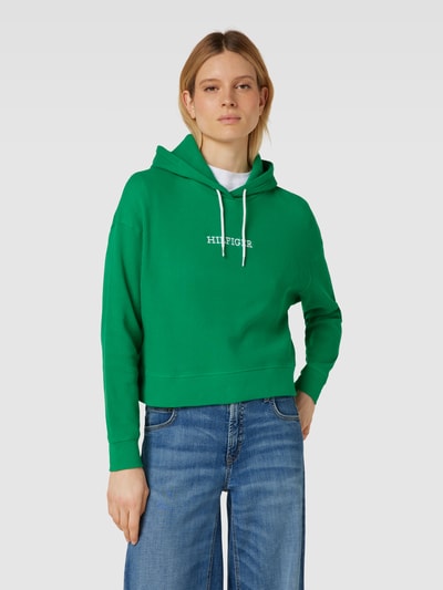 TOMMY HILFIGER Hoodie met labelstitching, model 'MONOTYPE' Groen - 4