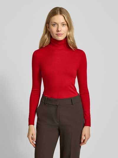 Lauren Ralph Lauren Sweter z golfem o kroju slim fit z dodatkiem jedwabiu model „ZOE” Czerwony 4