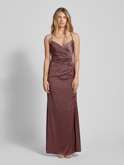 Jake*s Cocktail Abendkleid in Wickel-Optik Taupe Melange 4