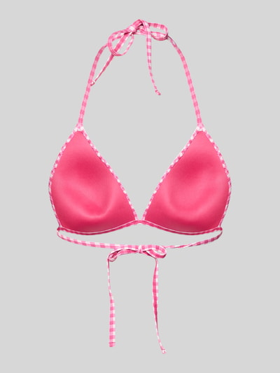 Productfoto, Bikini-Oberteil met Vichy-ruit en striksluiting van Jake*s Casual, stretch-materiaal, nauwsluitende pasvorm, roze met witte accenten