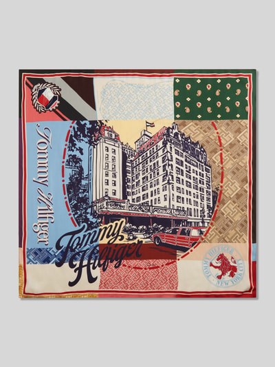 Tommy Hilfiger Tuch aus reiner Seide mit Allover-Print Dunkelrot 4