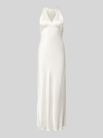 Produktfoto, Abendkleid aus reiner Viskose mit Neckholder Modell 'THENA' von Bardot, elfenbeinfarben, Satin, Maxilänge, figurbetonte Form