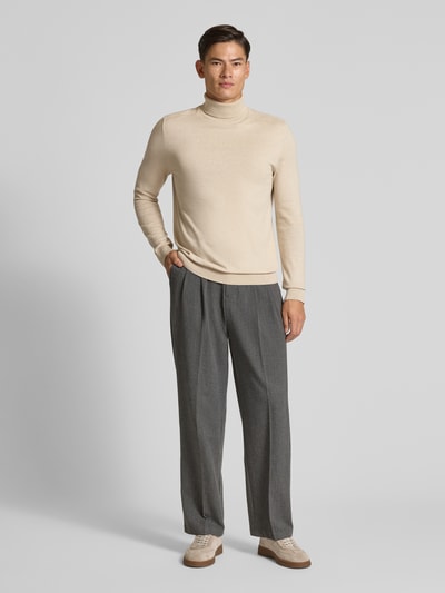 SELECTED HOMME Regular fit gebreide pullover van puur katoen, model 'BERG' Offwhite gemêleerd - 1