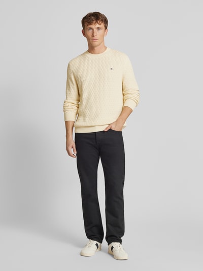 Gant Strickpullover mit Label-Stitching Offwhite 1