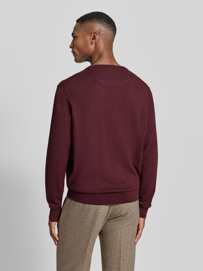 bugatti Strickpullover mit gerippten Abschlüssen Bordeaux 5