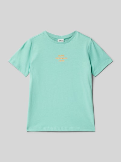 s.Oliver RED LABEL T-shirt o kroju regular fit z czystej bawełny Turkusowy 1