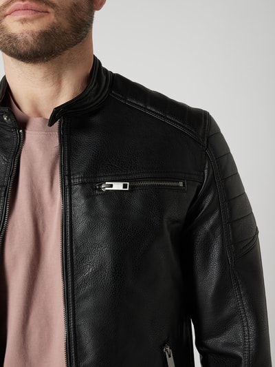 Jack & Jones Kurtka w stylu Biker model ‘Rocky’  Czarny 3