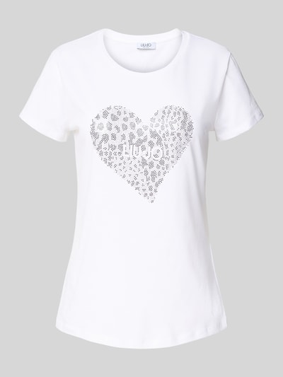 Liu Jo White T-Shirt mit Ziersteinbesatz Weiss 2