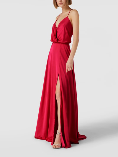 Unique Abendkleid mit V-Ausschnitt Pink 1