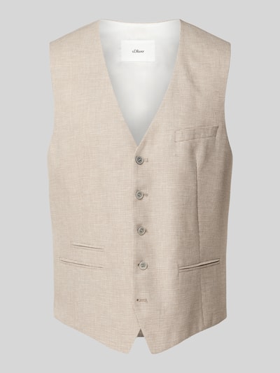 s.Oliver BLACK LABEL Gilet in lindegroen in gemêleerde look, model 'Pure' Beige - 2