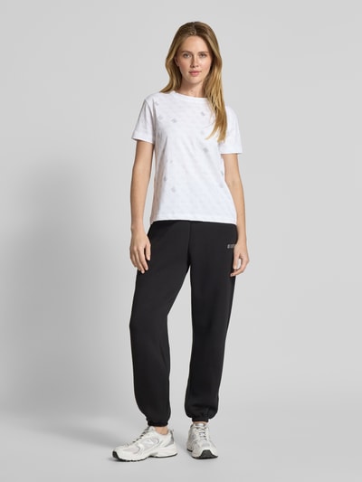 Guess Activewear T-Shirt mit geripptem Rundhalsausschnitt Modell 'CHRYSANTA' Weiss 1