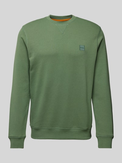 BOSS Orange Sweatshirt met labelpatch, model 'Westart' Groen - 2