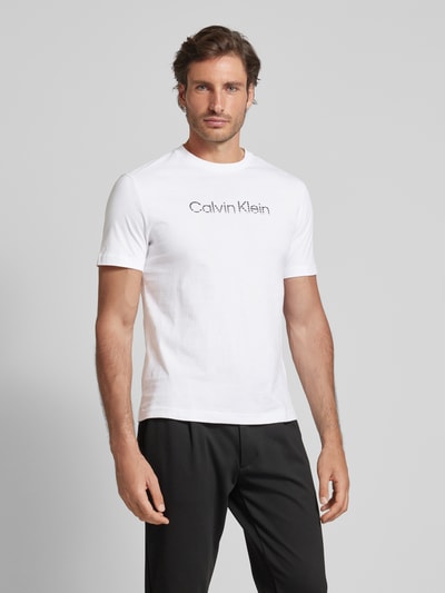CK Calvin Klein T-Shirt mit Label-Print Weiss 4