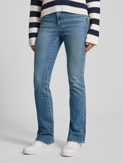 Calvin Klein Jeans Jeansy o kroju skinny fit z poszerzaną nogawką, efektem znoszenia i detalem z logo Jeansowy niebieski 4