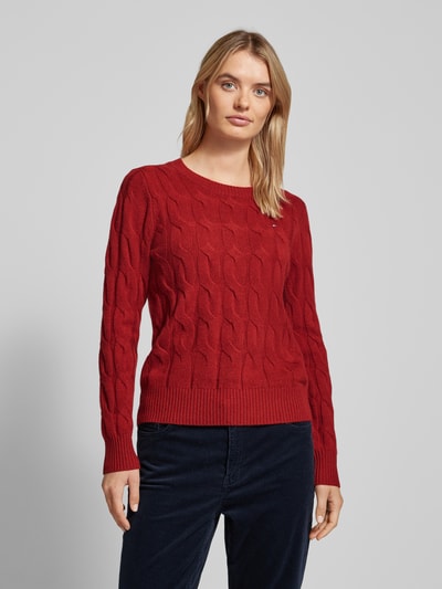 Tommy Hilfiger Gebreide pullover met ribboorden Donkerrood - 4