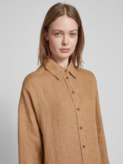 Christian Berg Woman Relaxed Fit Leinenbluse mit Hemdblusenkragen Mud 3