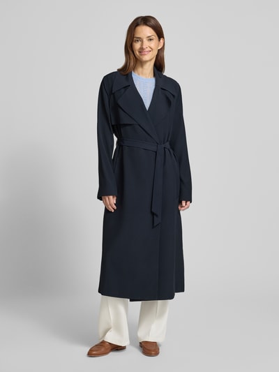 BOSS Regular fit trenchcoat met strikceintuur Marineblauw - 4