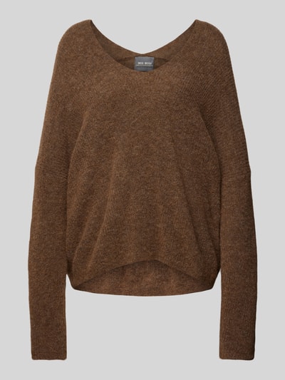 MOS MOSH Gebreide pullover met V-hals, model 'THORA' Middenbruin - 2