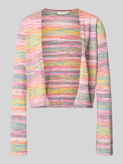 Produktfoto, Cardigan aus Viskose-Mix mit offener Front von Christian Berg Woman in bunten Streifen, Regular-Fit, Rundhalsausschnitt, Damen, Rückenlänge bei Größe S 48 cm, Ärmellänge 64 cm