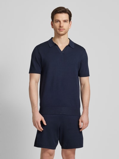 SELECTED HOMME Slim fit poloshirt met V-hals, model 'TELLER' Marineblauw - 4