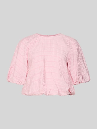 Produktfoto, Regular Fit Bluse mit Strukturmuster von Jake*s Casual in zartem Rosa, Ballon-Optik, Rundhalsausschnitt, locker strukturiertes Material