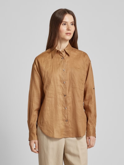 BOSS Orange Blouse met opgestikte borstzak, model 'Bostik' Cognac - 4