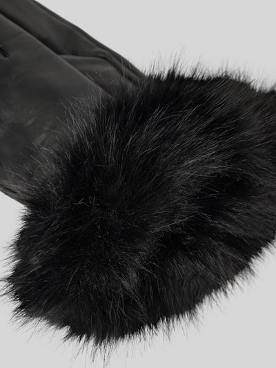 Roeckl Lederhandschuhe aus haarscharf Nappaleder mit Kunstfellbesatz Black 2
