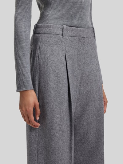 BOSS Wiide leg bandplooibroek van wolmix Lichtgrijs gemêleerd - 3