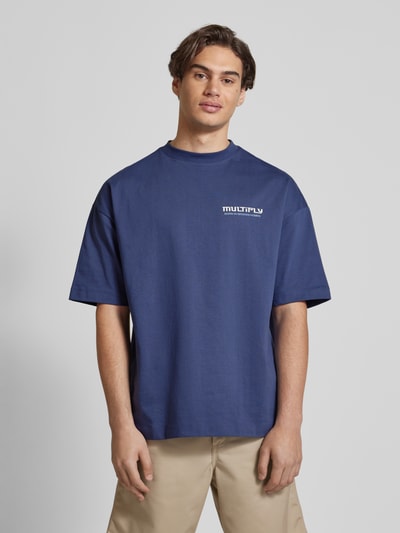Multiply Apparel T-shirt z czystej bawełny Ciemnoniebieski 4