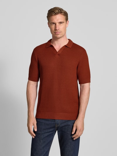 MCNEAL Regular Fit Strickpolo mit Strukturmuster Dunkelrot 4