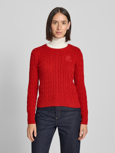 Lauren Ralph Lauren Strickpullover mit Zopfmuster Modell 'MONTIVA' Rot 4