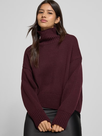 Lanius Oversized gebreide pullover van een mix van scheerwol en katoen Bordeaux - 3