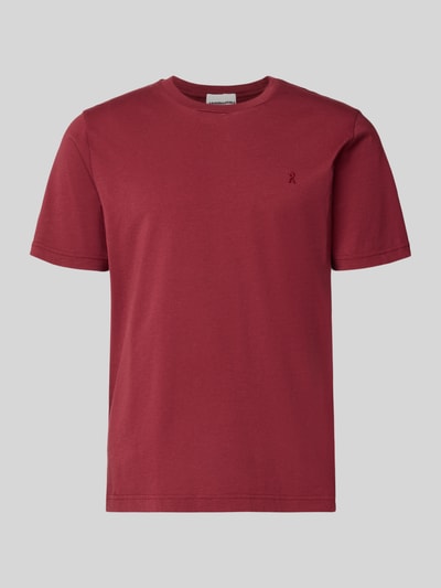 Produktfoto, Regular Fit T-Shirt aus reiner Baumwolle Modell 'JAAMES' von ARMEDANGELS in einfarbigem Dunkelrot, glatte Textur, Herren T-Shirt