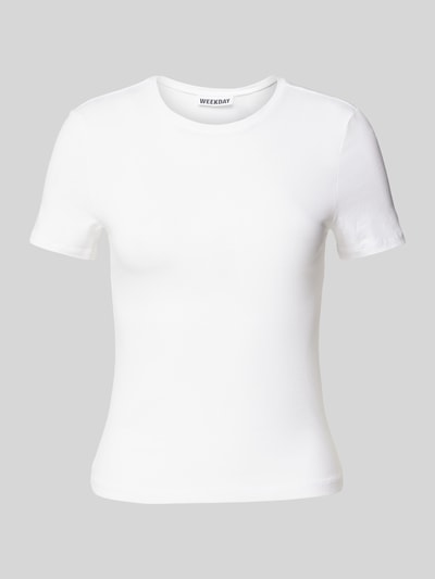 WEEKDAY Slim Fit T-Shirt mit Rundhalsausschnitt Weiss 2