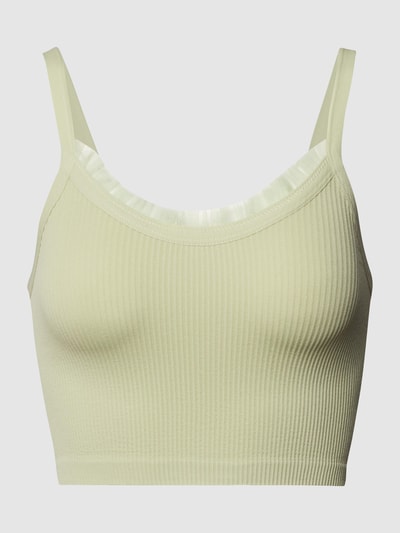 Guess Crop Top in Ripp-Optik mit Rüschenbesatz Hellgrün 2