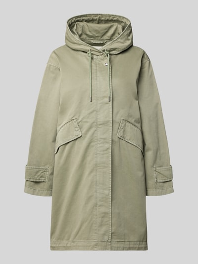 Produktfoto, Regular Fit Parka aus reiner Baumwolle von Marc O'Polo, zielony, jednolity, długi rękaw, kaptur ze ściągaczem, klapowane kieszenie, zapięcie na dwukierunkowy suwak i listwę z zatrzaskami, fishtail, czysta bawełna