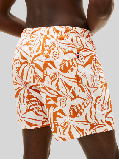 Tommy Hilfiger Regular Fit Badeshorts mit Allover-Muster Orange 3