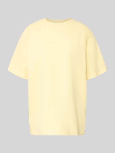 Produktfoto, Oversized T-Shirt mit Rundhalsausschnitt Modell 'Pancake' von OH APRIL, Damen T-Shirt, Reine Baumwolle, hellgelb, glatte Struktur
