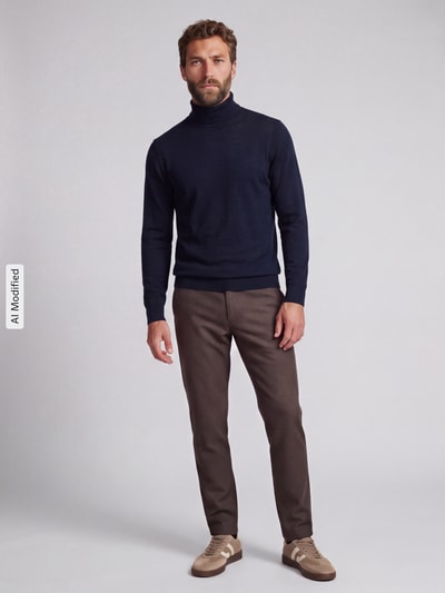Jake*s Studio Men Regular Fit Rollkragenpullover aus reiner Wolle Marine 1