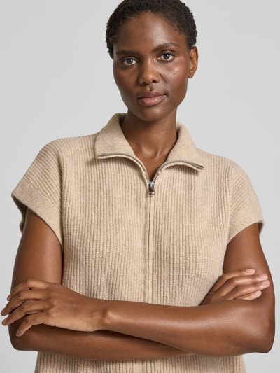 ICHI Kurtka z dzianiny o kroju relaxed fit z krótkim rękawem model ‘Ducie’ Beżowy 3