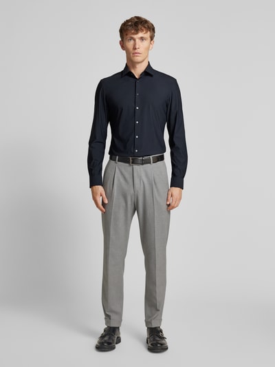 Jake*s Slim fit zakelijk overhemd met effen structuur Zwart - 1