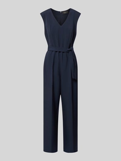 Produktfoto, Regular Fit Jumpsuit mit Taillengürtel zum Binden von s.Oliver BLACK LABEL in Two Tone Optik, V-Ausschnitt, Twill-Struktur