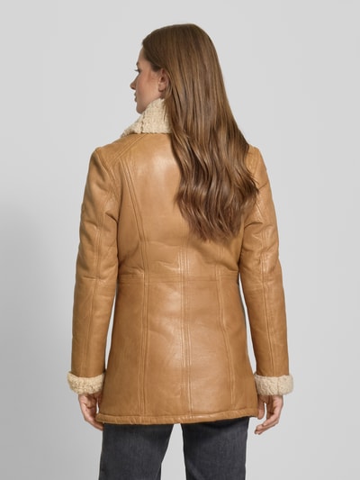 Cabrini Leren jack met teddybont en tweewegsritssluiting Beige - 5