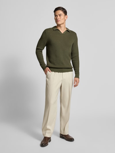 MCNEAL Gebreide pullover met ribboorden Kaki - 1