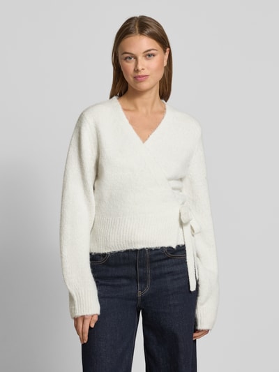 Tom Tailor Denim Kurtka z dzianiny o kroju regular fit o kopertowym kroju  Złamany biały melanż 4