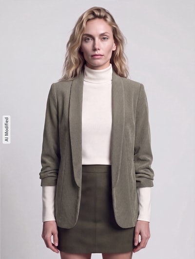 PIECES Taillierter Kurzblazer mit 3/4-Arm Modell 'BOSELLA' Khaki 4