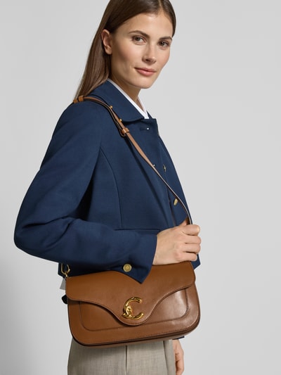 Coccinelle Crossbody Bag z detalem z logo Koniakowy 1